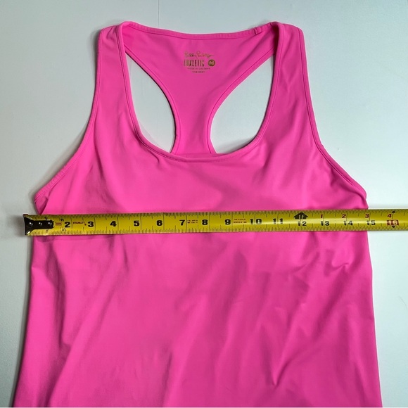 LILLY PULITZER Luxletic Racerback Pink Top Scalloped Hem Built-In Bra Size Med. - Picture 7 of 8